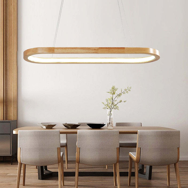 Pendant Light | Oval Wooden LED Bar Design
