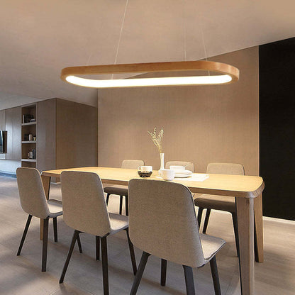 Pendant Light | Oval Wooden LED Bar Design