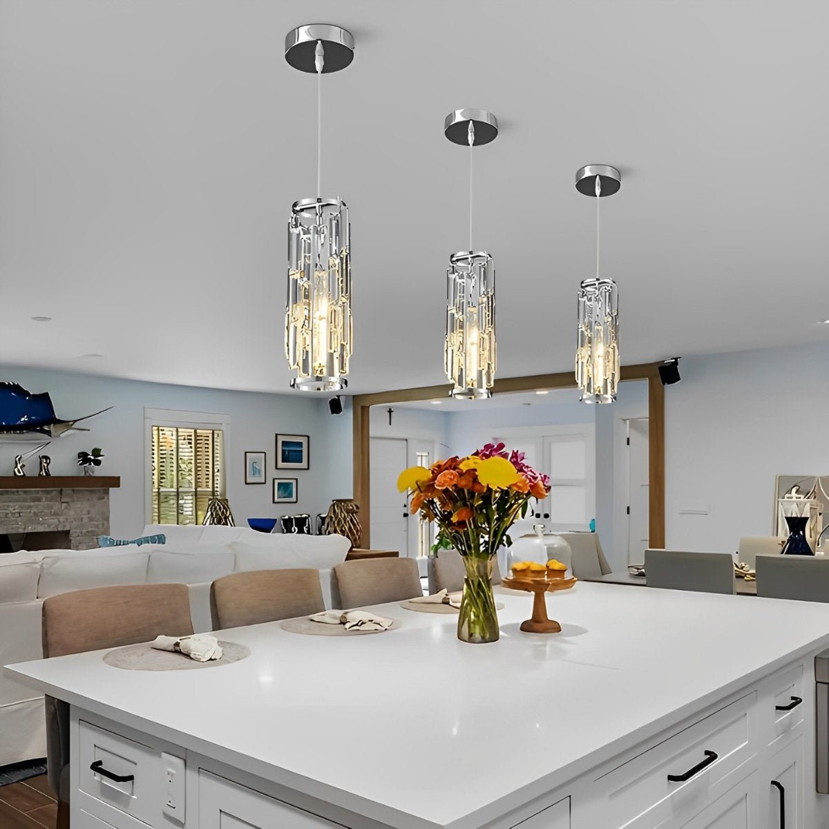 Pendant Light | Crystal Cylinder Cluster Design