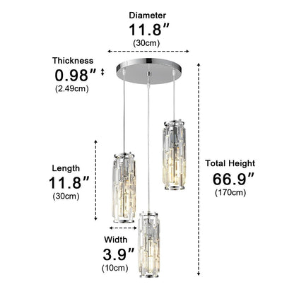 Pendant Light | Crystal Cylinder Cluster Design