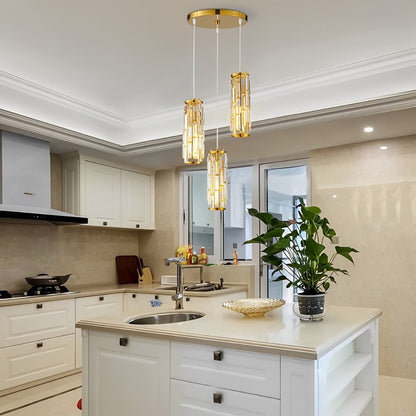 Pendant Light | Crystal Cylinder Cluster Design
