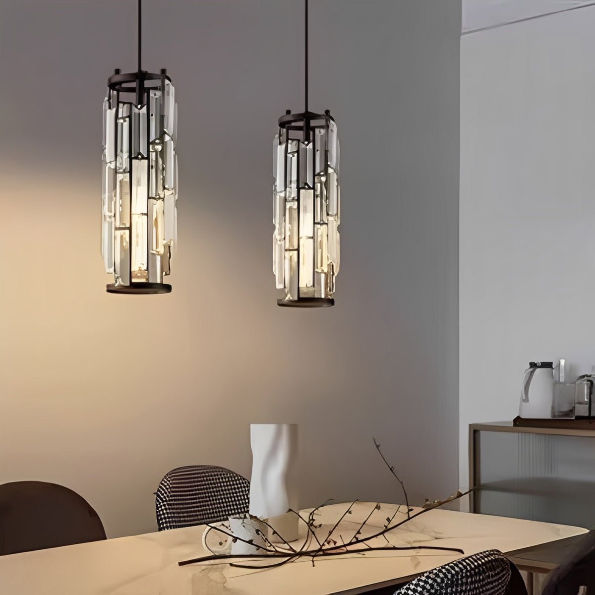 Pendant Light | Crystal Cylinder Cluster Design