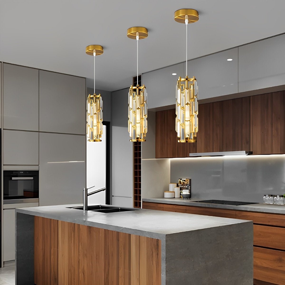 Pendant Light | Crystal Cylinder Cluster Design
