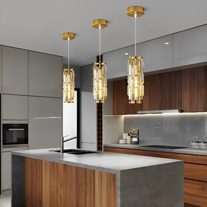 Pendant Light | Crystal Cylinder Cluster Design