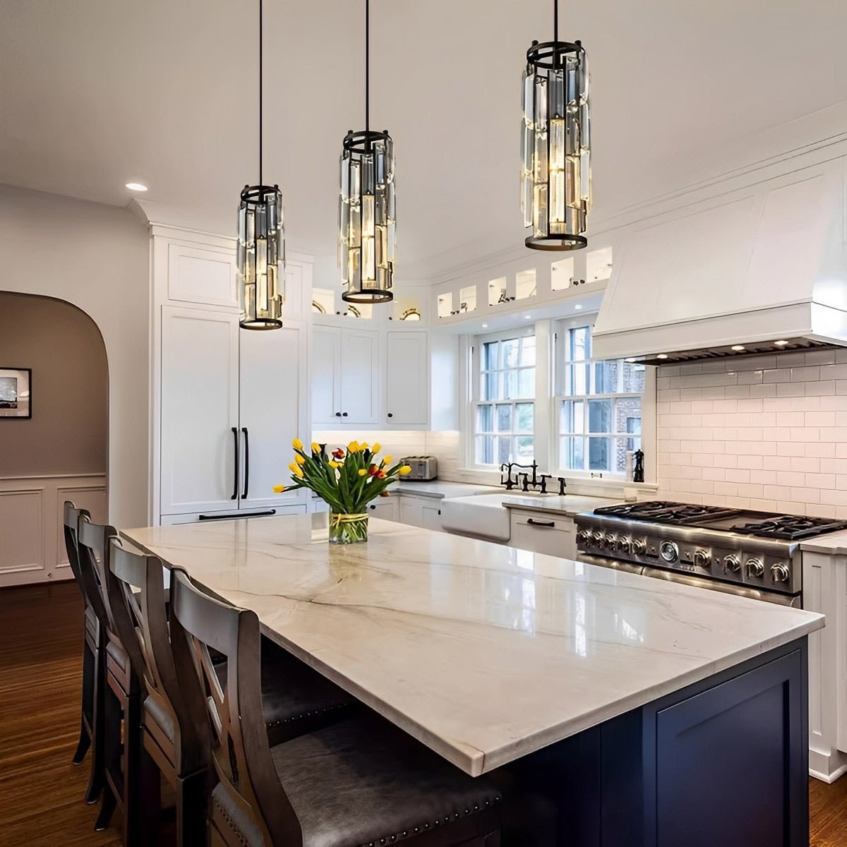 Pendant Light | Crystal Cylinder Cluster Design
