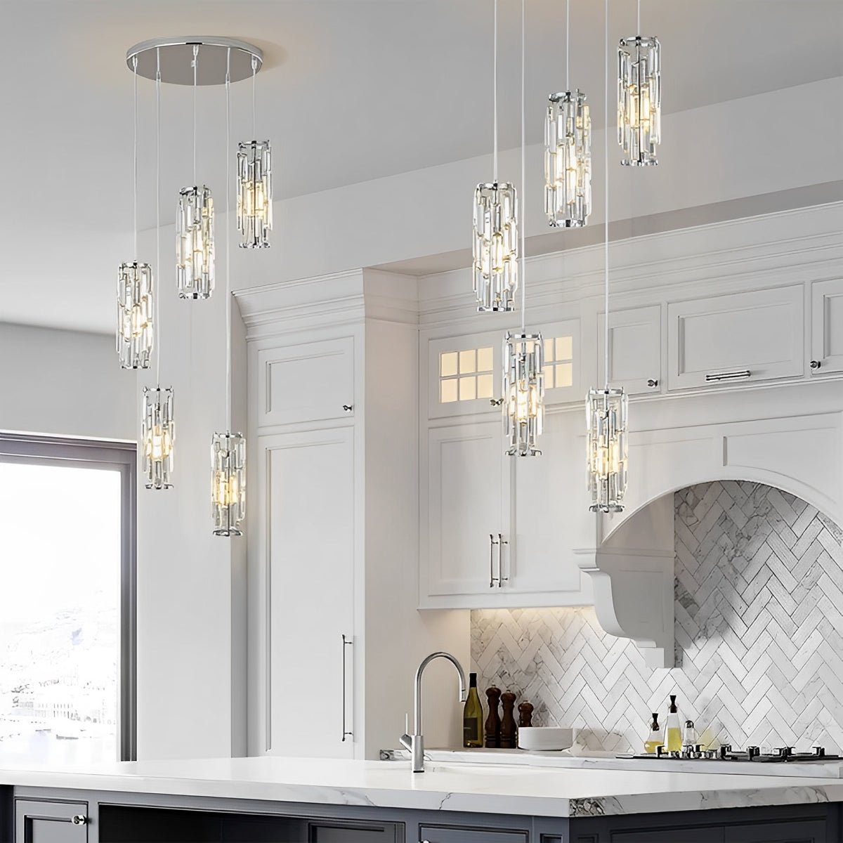 Pendant Light | Crystal Cylinder Cluster Design