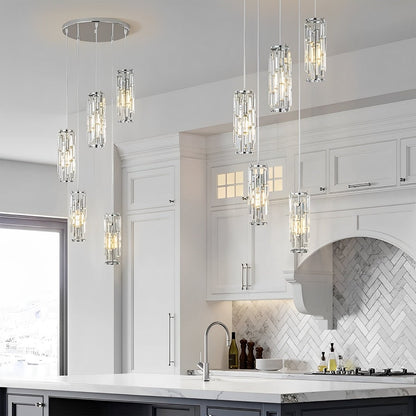 Pendant Light | Crystal Cylinder Cluster Design