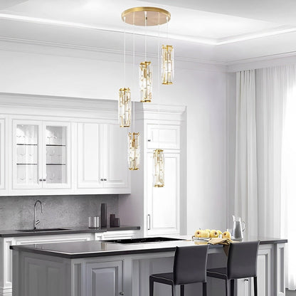 Pendant Light | Crystal Cylinder Cluster Design