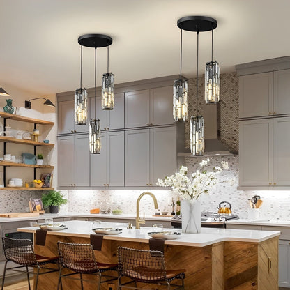 Pendant Light | Crystal Cylinder Cluster Design