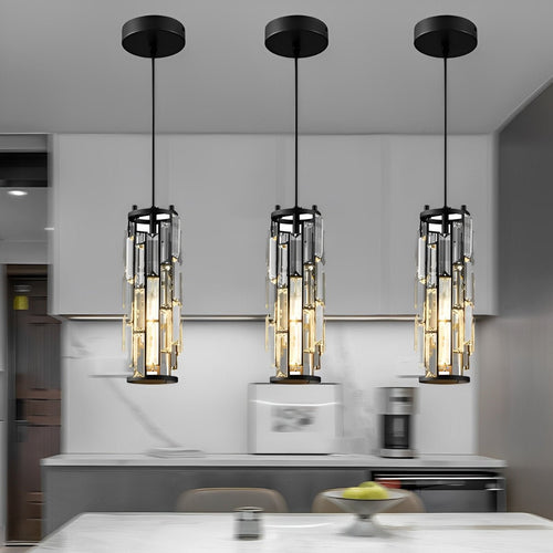 Pendant Light | Crystal Cylinder Cluster Design