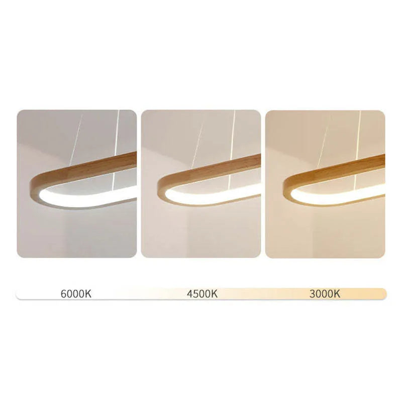 Pendant Light | Oval Wooden LED Bar Design