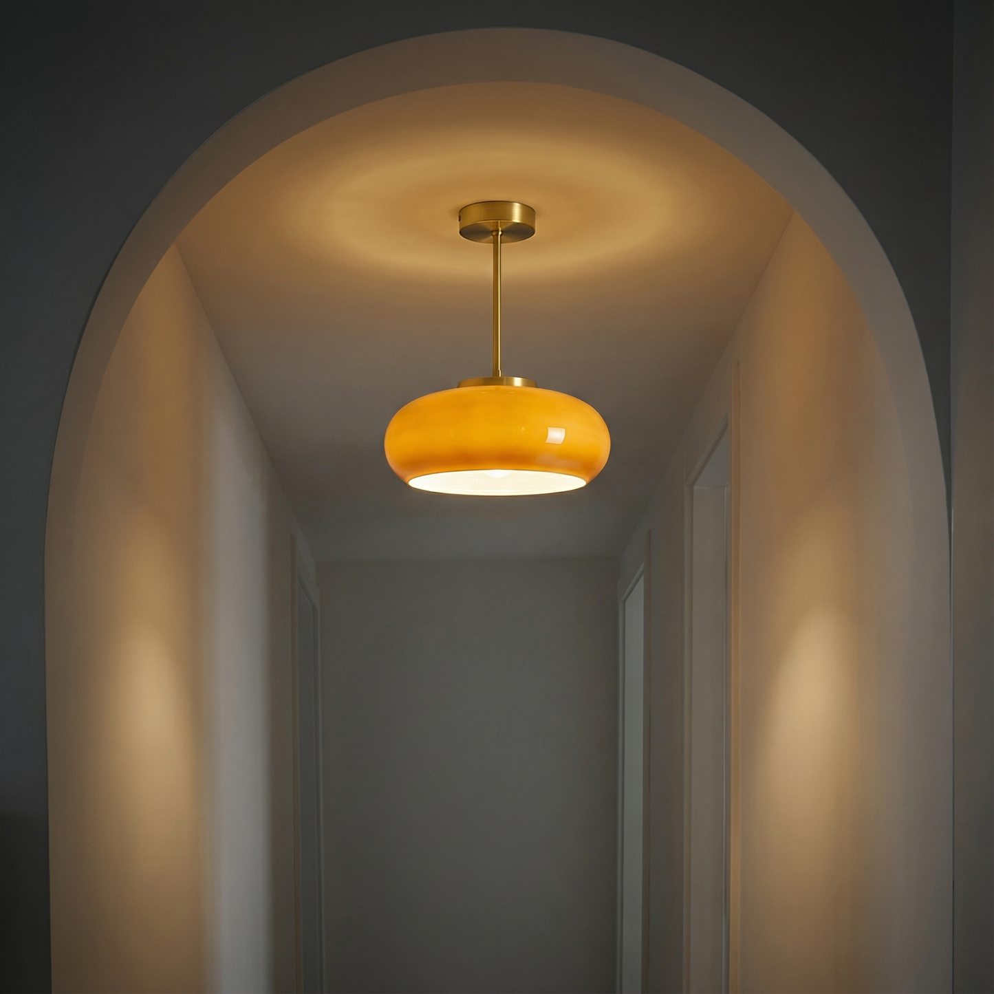 Pendant Light | Amber Glass Dome Design