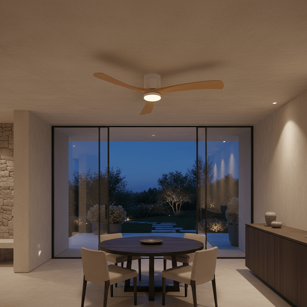 Elvora Ceiling Fan | Wooden Blade LED Light Design