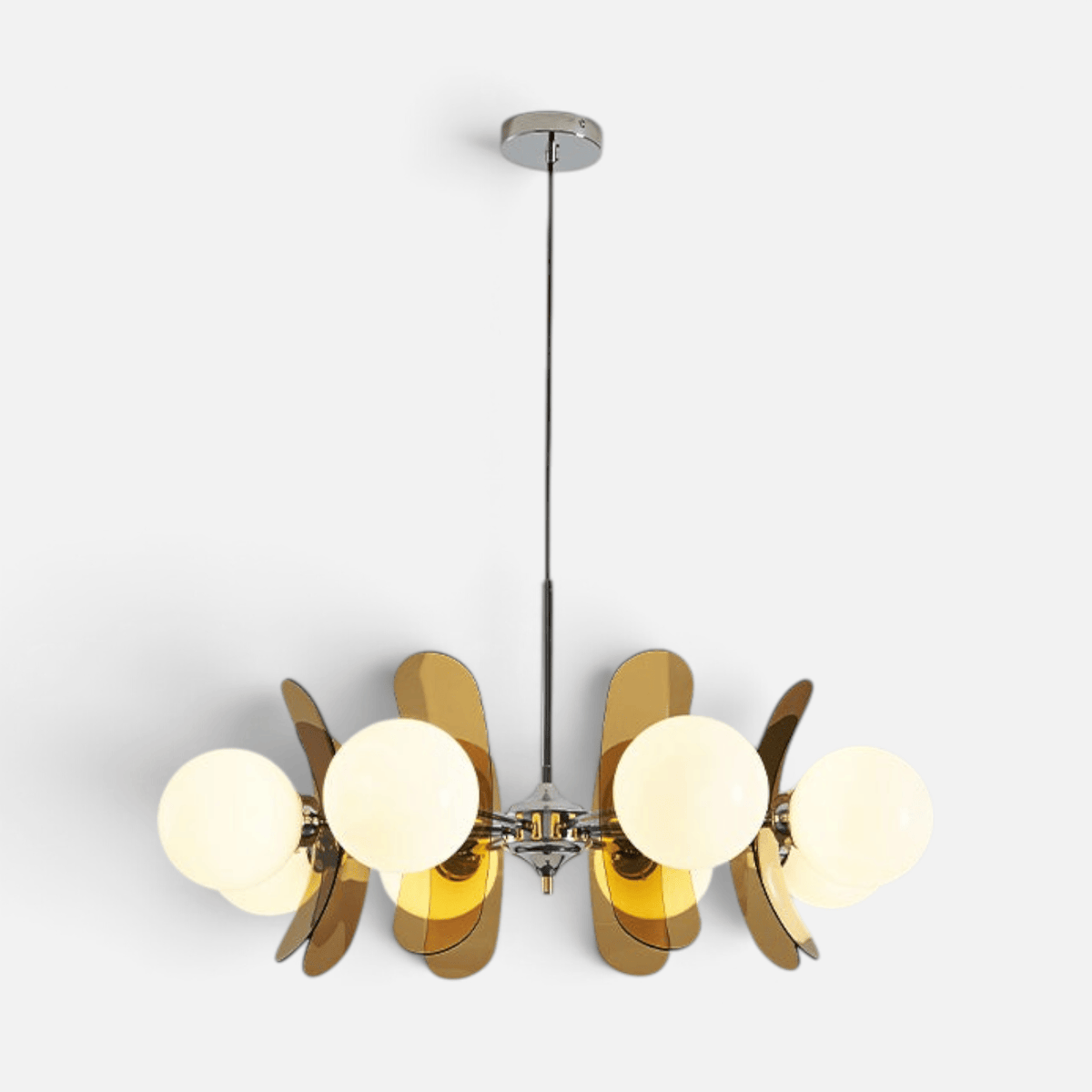 Elvora Ceiling Light | Amber Glass Globe Chandelier