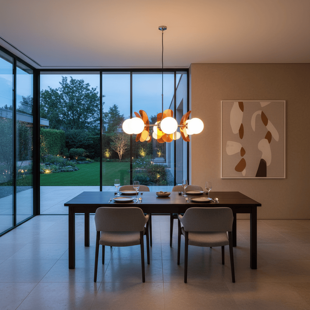 Elvora Ceiling Light | Amber Glass Globe Chandelier