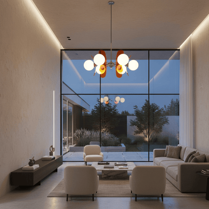 Elvora Ceiling Light | Amber Glass Globe Chandelier