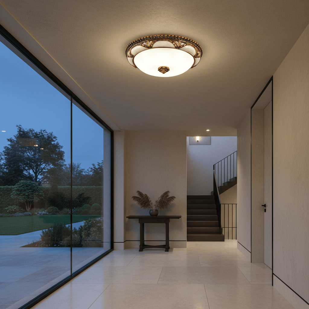 Elvora Ceiling Light | Antique Brass Dome Design