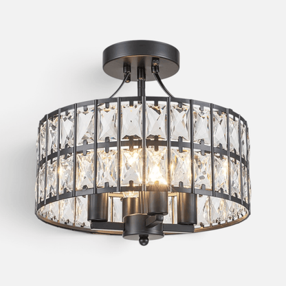 Elvora Ceiling Light | Crystal Drum Shade Design