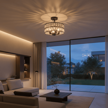 Elvora Ceiling Light | Crystal Drum Shade Design