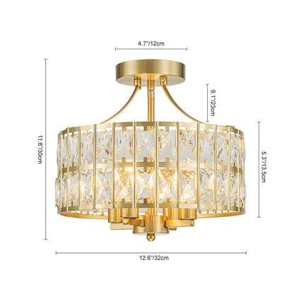 Elvora Ceiling Light | Crystal Drum Shade Design