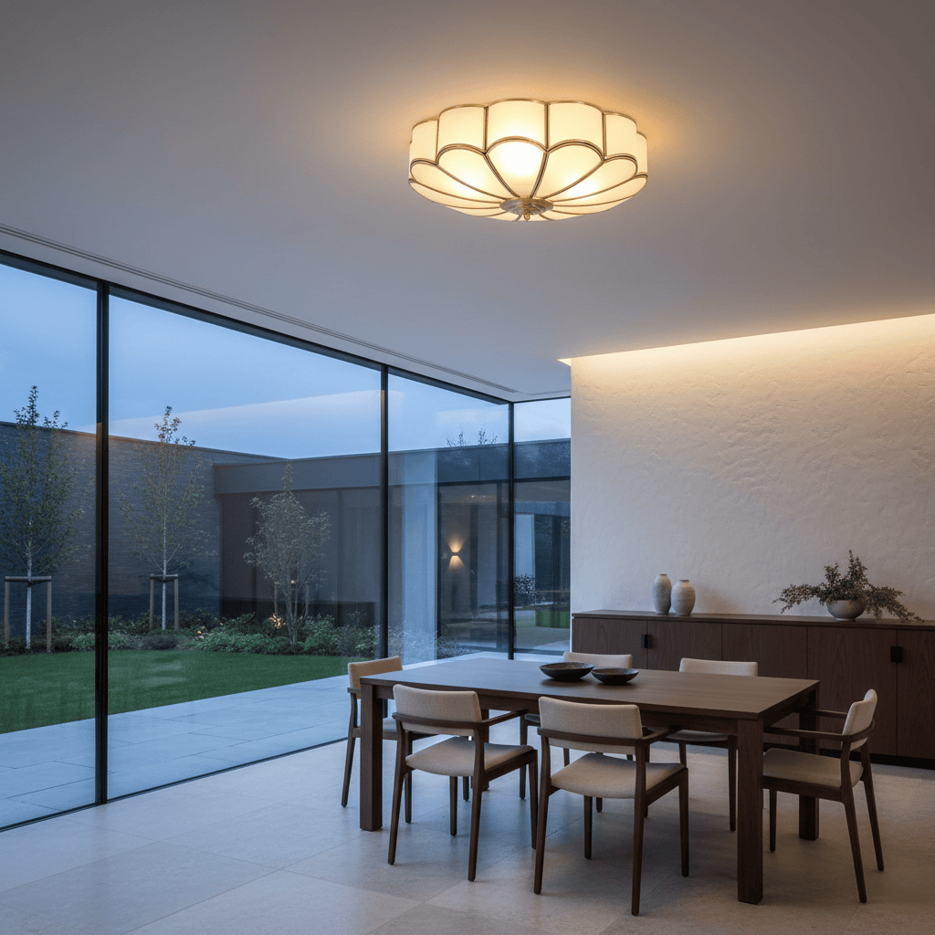 Elvora Ceiling Light | Frosted Glass Lotus Fixture