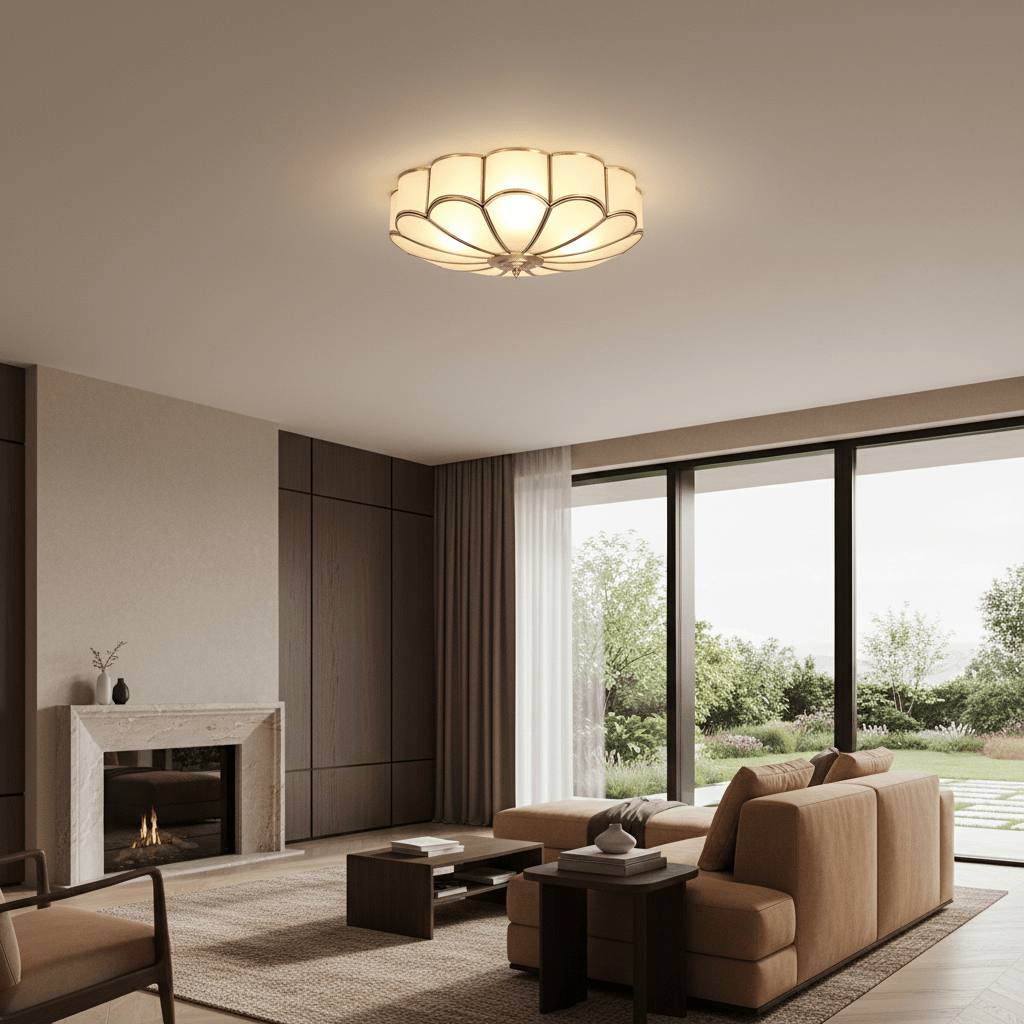 Elvora Ceiling Light | Frosted Glass Lotus Fixture