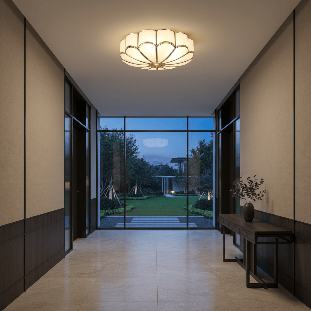 Elvora Ceiling Light | Frosted Glass Lotus Fixture