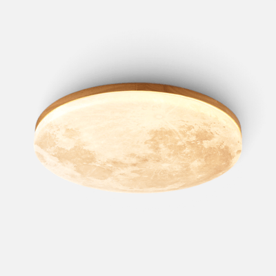 Elvora Ceiling Light | Lunar Disc Wood Ring LED Design