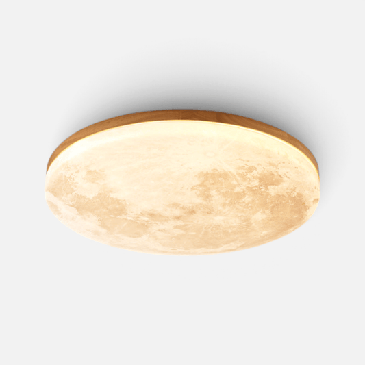 Elvora Ceiling Light | Lunar Disc Wood Ring LED Design
