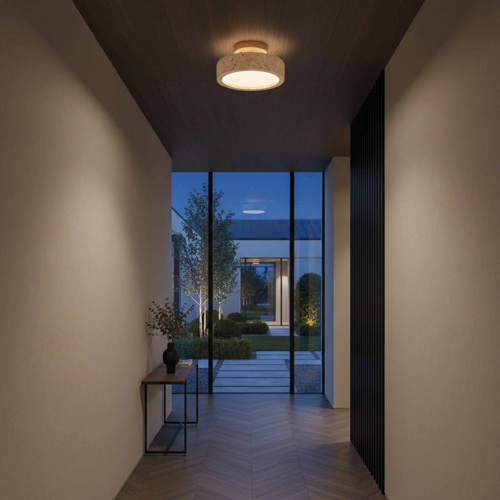Elvora Ceiling Light | Natural Stone Round Design