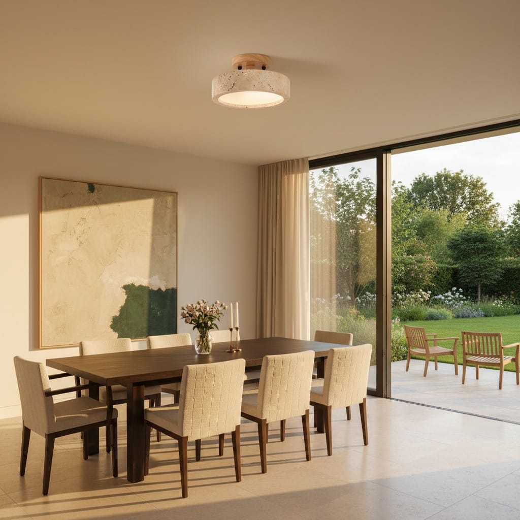Elvora Ceiling Light | Natural Stone Round Design