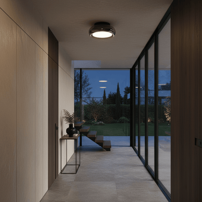 Elvora Ceiling Light | Retro Amber Glass Flush Mount