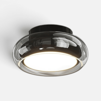 Elvora Ceiling Light | Retro Amber Glass Flush Mount