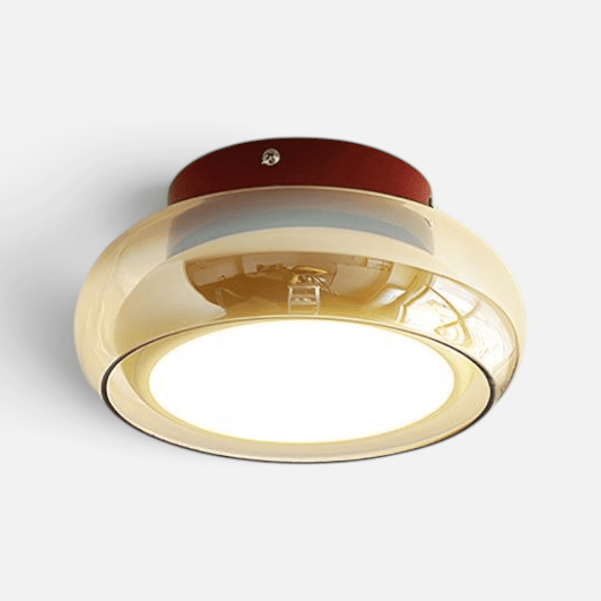 Elvora Ceiling Light | Retro Amber Glass Flush Mount