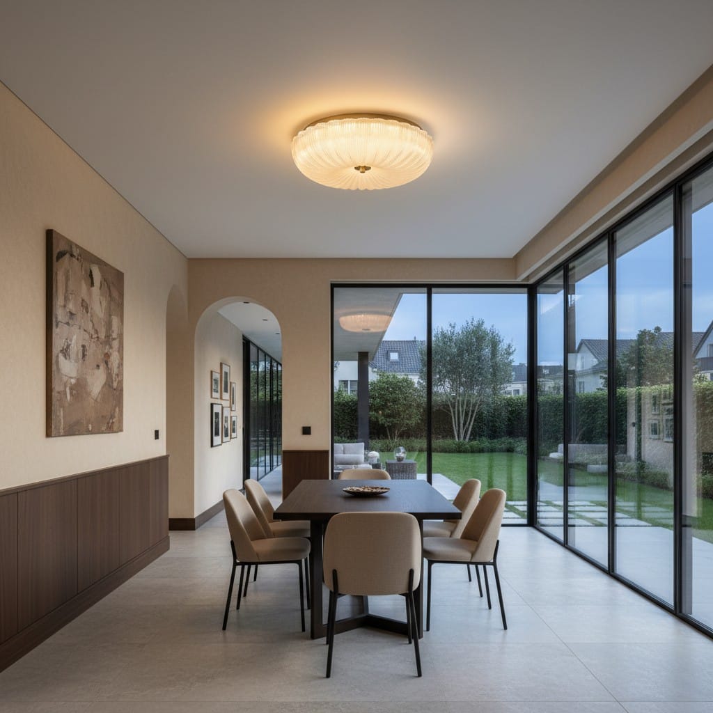 Elvora Ceiling Light | Ripple Glass Flush Mount