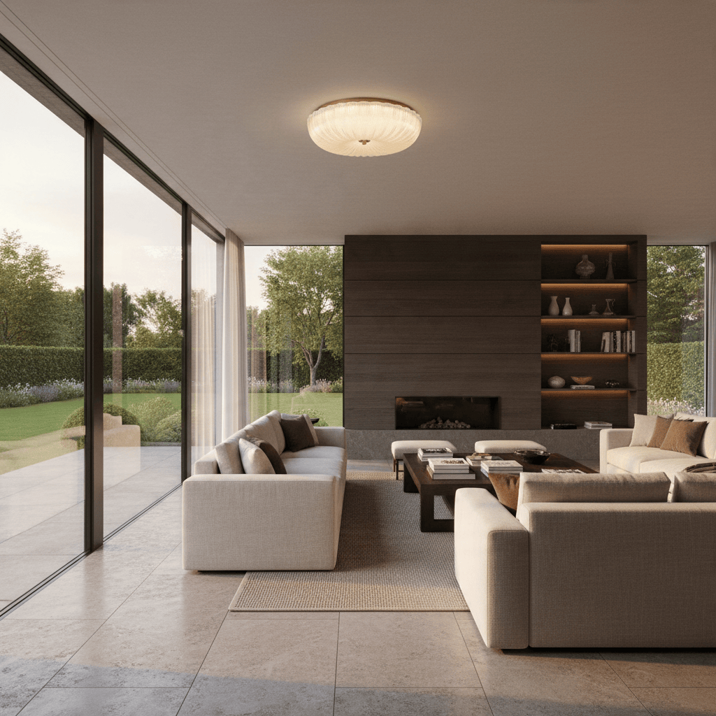 Elvora Ceiling Light | Ripple Glass Flush Mount