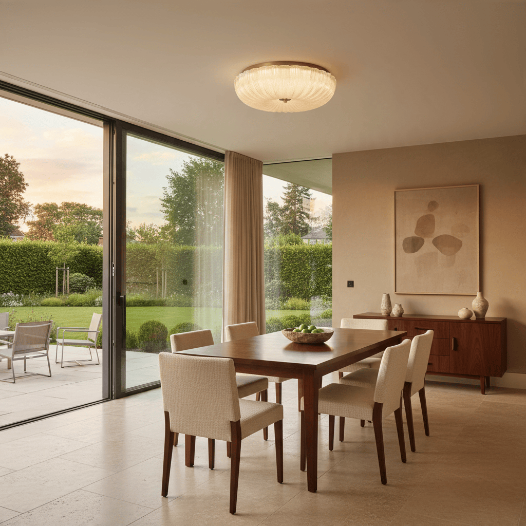 Elvora Ceiling Light | Ripple Glass Flush Mount