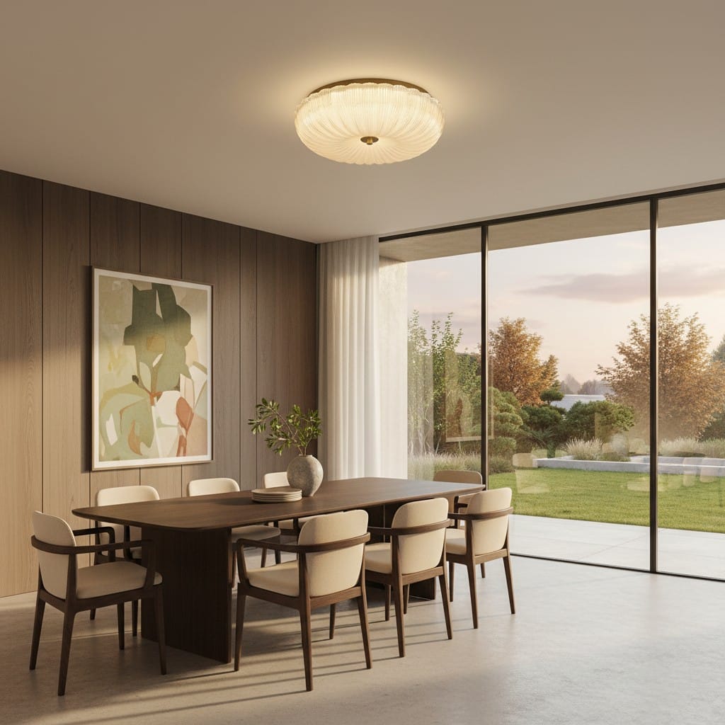 Elvora Ceiling Light | Ripple Glass Flush Mount