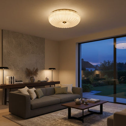 Elvora Ceiling Light | Ripple Glass Flush Mount