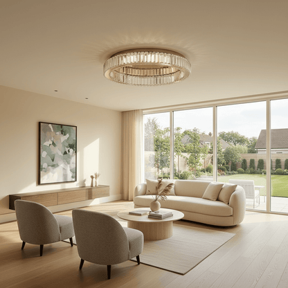 Elvora Ceiling Light | Round Crystal Ring Design