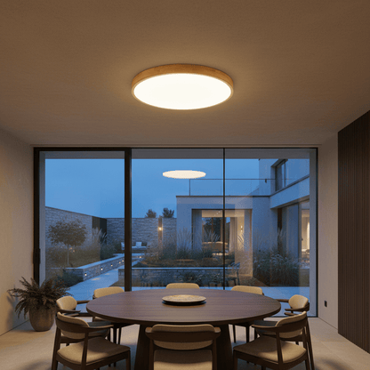Elvora Ceiling Light | Round Wood Frame LED Design