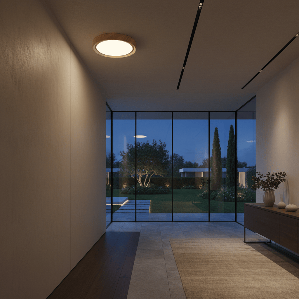 Elvora Ceiling Light | Round Wood Grain LED Design