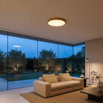 Elvora Ceiling Light | Round Wood Grain LED Design