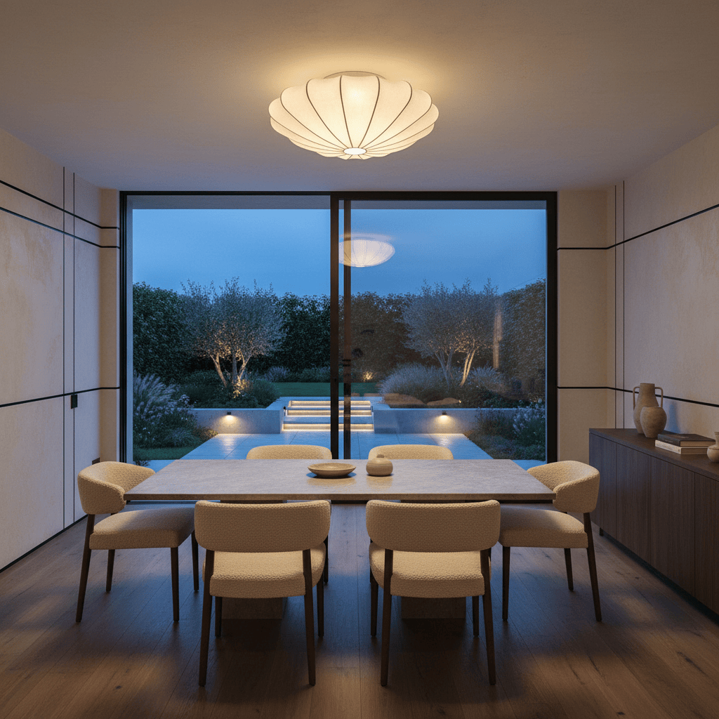Elvora Ceiling Light | Shell Shaped Silk Flush Mount