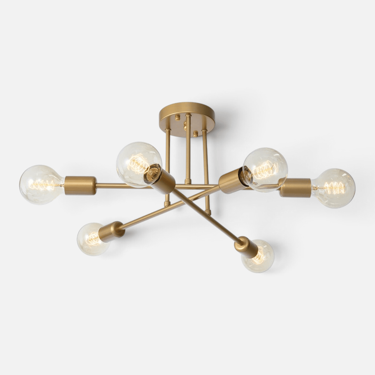 Elvora Ceiling Light | Sputnik Brass Semi Flush Design