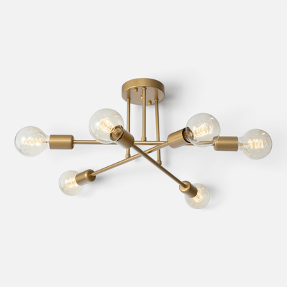 Elvora Ceiling Light | Sputnik Brass Semi Flush Design