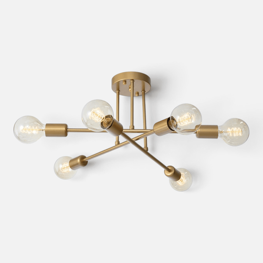 Elvora Ceiling Light | Sputnik Brass Semi Flush Design