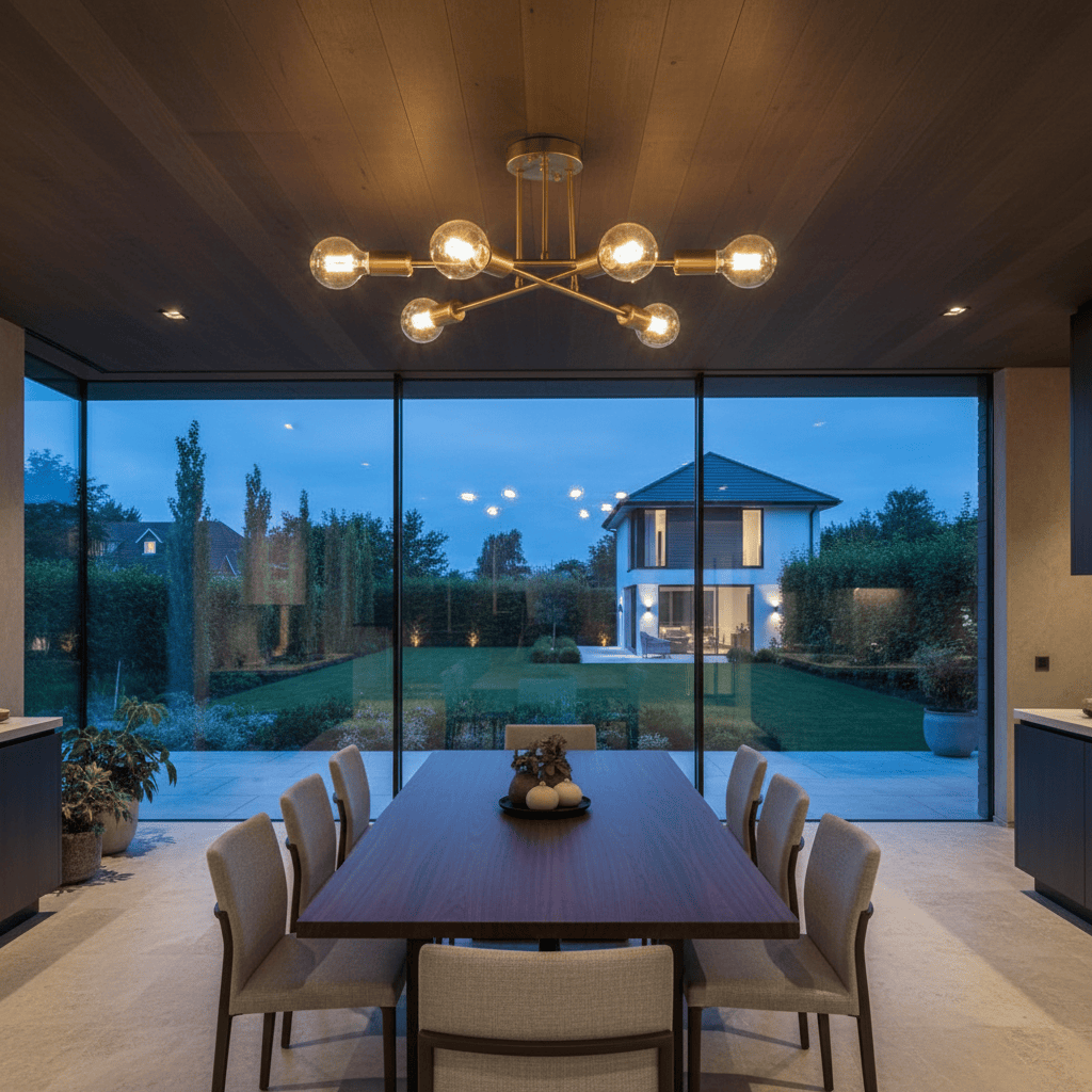 Elvora Ceiling Light | Sputnik Brass Semi Flush Design