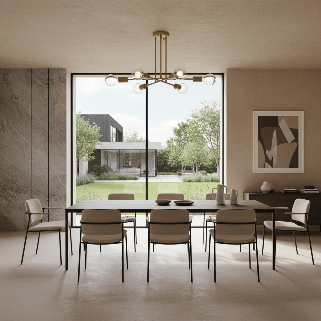 Elvora Ceiling Light | Sputnik Brass Semi Flush Design