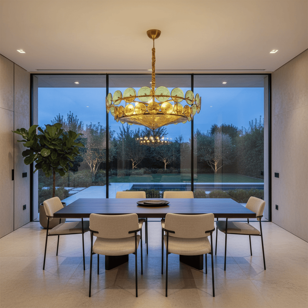Elvora Pendant Light | Amber Glass Disc Chandelier